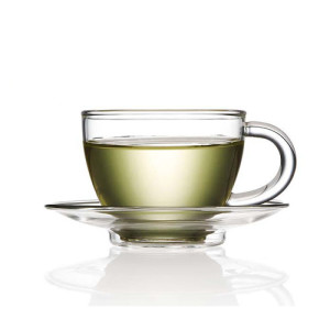 Glass Teacup with Saucer